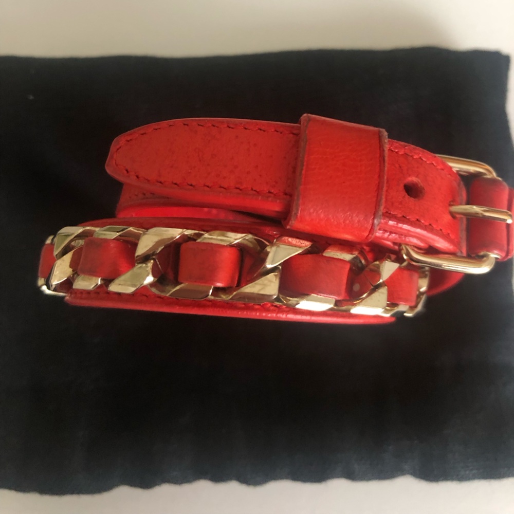 Givency double wrap bracelet with gold chain detail.